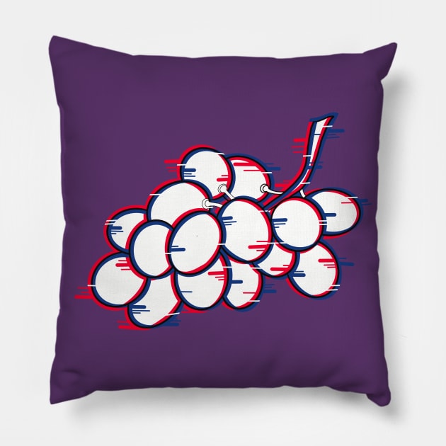 Grapes with a glitch effect Pillow by Fruit Tee