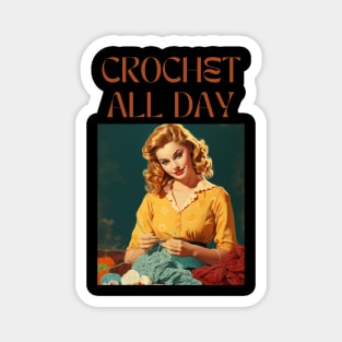 Retro Vintage Crochet All Day Magnet