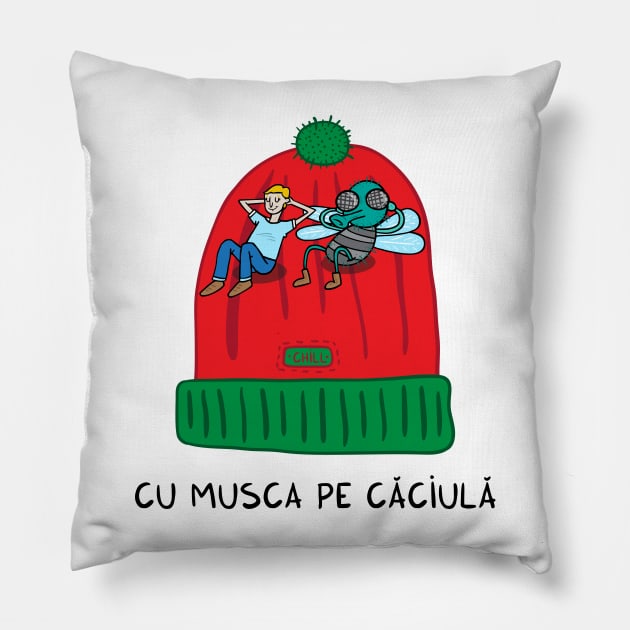 Cu musca pe caciula (de Craciun) Pillow by adrianserghie