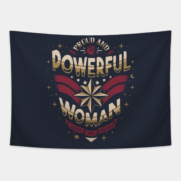 Powerful woman - Proud Quote - Super hero Tapestry by Typhoonic