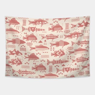 Boho Fishes in Pink Sand Tapestry
