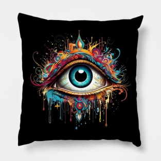 Third Eye Mandala Abstract Chakra Meditation Crystals Painting Pillow