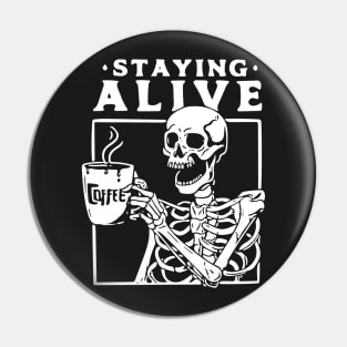 Coffee Addict Skeleton Pin