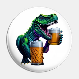 T-Rex With Beer Mugs Pin