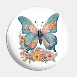 Butterfly & Flowers Pin