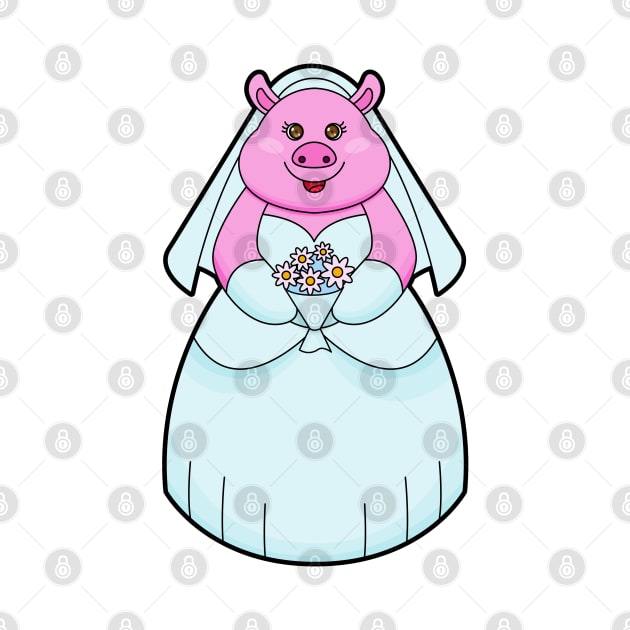 Pig as Bride with Veil by Markus Schnabel