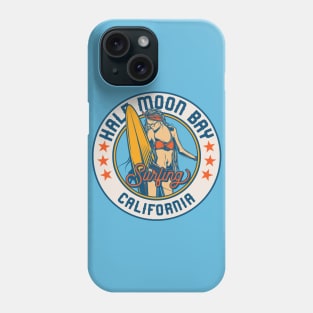 Vintage Surfing Badge for Half Moon Bay, California Phone Case