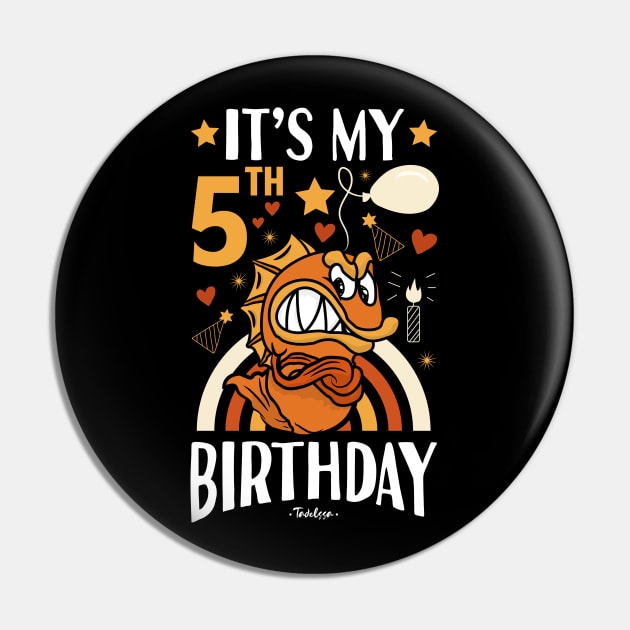 5th Birthday Fish Gifts Pin by Tesszero