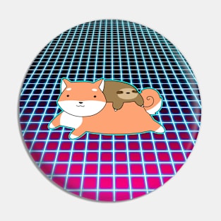 Little Sloth and Shiba Vaporwave Pin