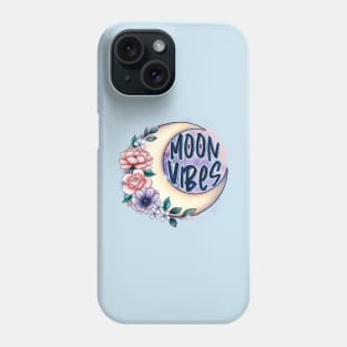 Moon vibes, floral moon design Phone Case