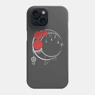 Dark Moon with Red Roses with Back Words Tattoo Phone Case