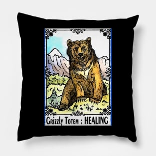 Grizzly Bear Totem Animal Pillow