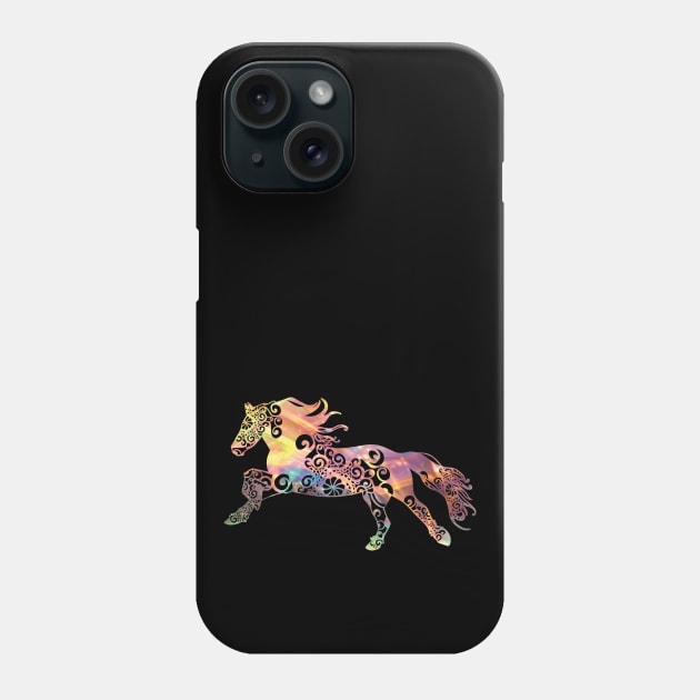 Running Horse Mandala Magical Color Light Art Phone Case by Rosemarie Guieb Designs