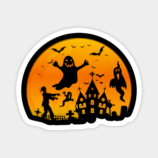 Spooky Moon Halloween Witch Monster Ghost Pumpkin Magnet