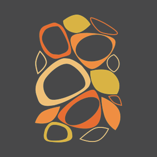 Mid Century Modern Abstract 8 Charcoal, Orange and Yellow T-Shirt