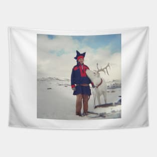 Sami and Reindeer on Magerøya, Norway Tapestry