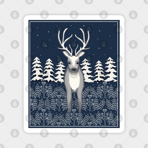 Snow Reindeer Magnet by Purrfect