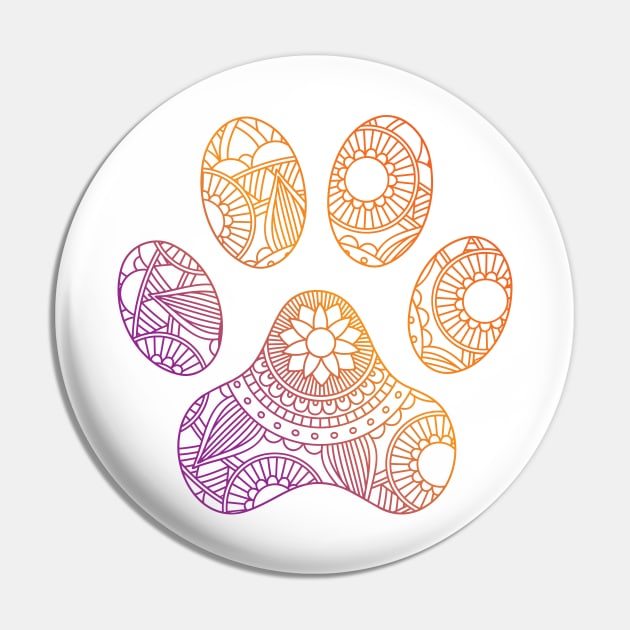 Cat Paw Mandala Pin by DragonTees