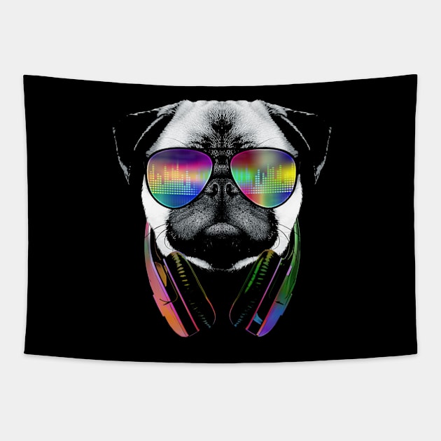 Dog Pug Music Tapestry by chanirmala