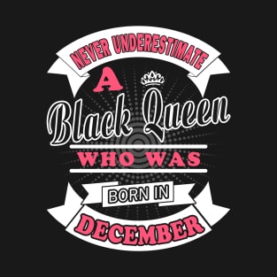 Never Underestimate A Black Queen Who Was Born In December T-Shirt & Hoodies T-Shirt