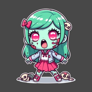 Zombie Skull Kawaii Girl T-Shirt