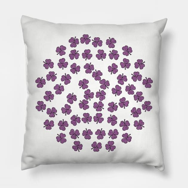 Purple Shamrock For St Patricks Day Pillow by ellenhenryart