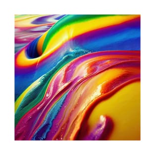 Liquid Colors Flowing Infinitely - Heavy Texture Swirling Thick Wet Paint - Abstract Inspirational Rainbow Drips T-Shirt