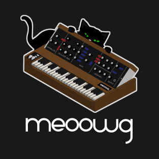 Electronic Musician Funny Cat Meow With Analog Synthesizer T-Shirt