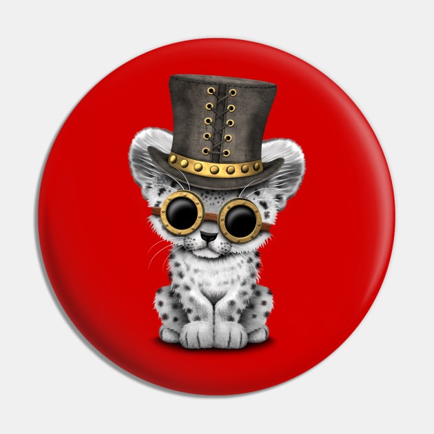 Steampunk Snow Leopard Cub Pin by jeffbartels