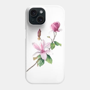 Watercolor magnolia branch Phone Case