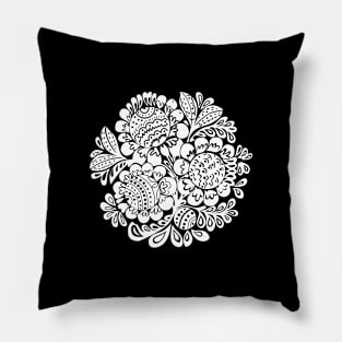 Flower circle White Pillow