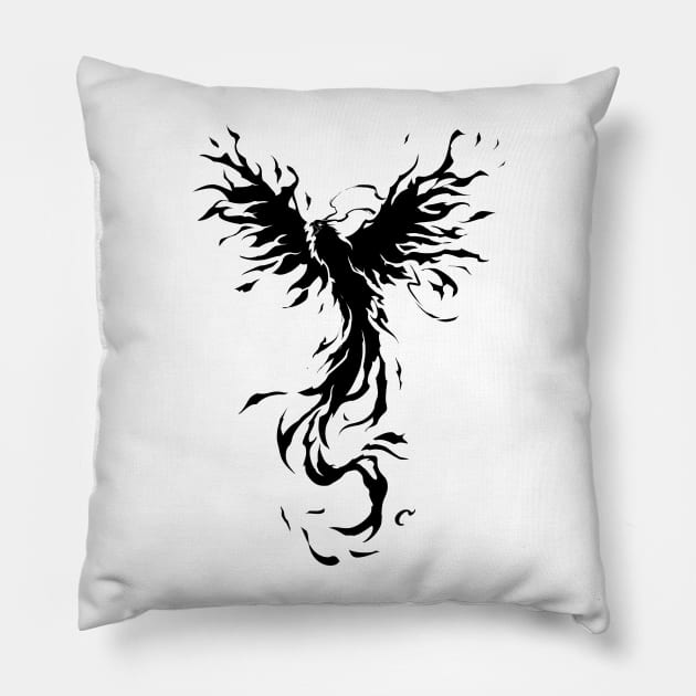 Black Phoenix Pillow by chriskar