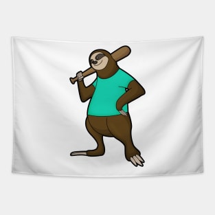 Sloth at Baseball with Baseball bat Tapestry