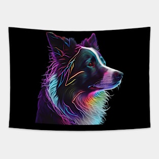 Neon Border Collie Tapestry