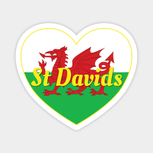 St Davids Wales UK Wales Flag Heart Magnet