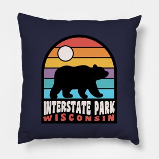 Interstate Park St. Croix Falls Wisconsin Bear Retro Sunset Pillow