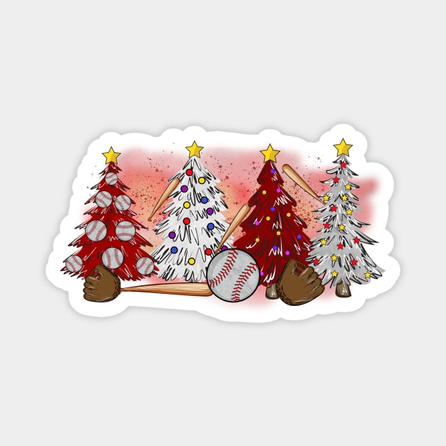 Softball Christmas Trees Xmas Gifts Magnet by The WYLD Tribe