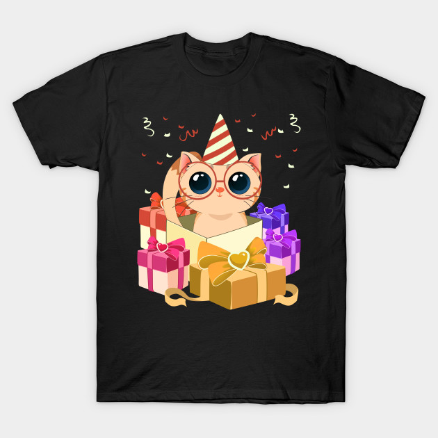Funny Cat With Cute Party Hat Birthday Birthday Party T Shirt Teepublic