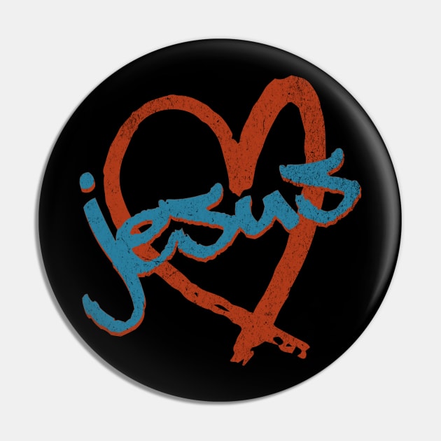 I Love Jesus Vintage 80's & 90's Brown and Blue Pin by Family journey with God