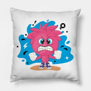 Angry Cartoon Boy. Pillow