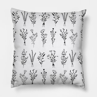 Wildflowers One Line Art Flowers Pattern 2 Pillow