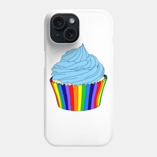 Rainbow Cupcake with Blue Icing Phone Case