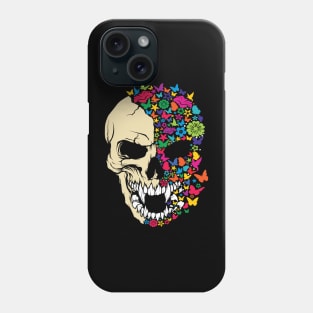 VAMPIRE SKULL COLORED WITH BUTTERFLYS AND FLOWERS Phone Case