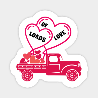 Loads of Love Valentines Day Cute pickup truck Magnet