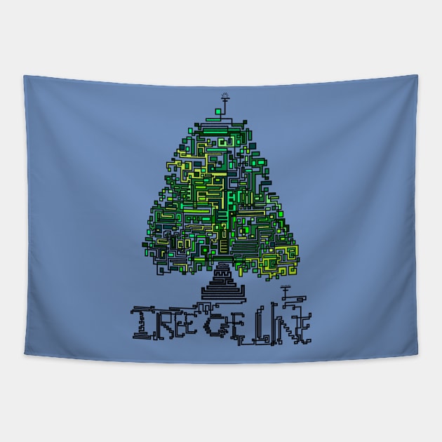 Green Tree Of Line Tapestry by TenomonMalke