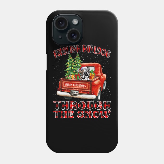 Christmas English Bulldog Through The Snow Dog Santa Truck Tree Phone Case by intelus