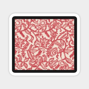 Vintage floral lace (red invert) Magnet