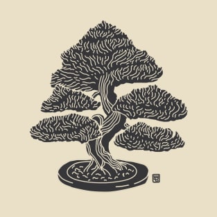 Woodblock Bonsai Tree T-Shirt