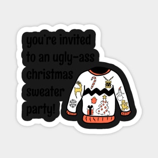 Funny Ugly Christmas Sweater Party Invitation Magnet