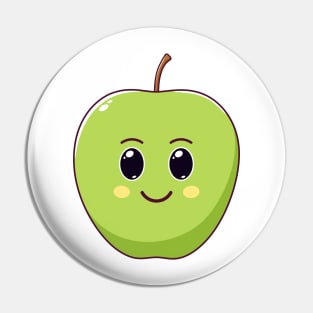 Cute Kawaii Green Apple, Cartoon Ripe Fruit Pin